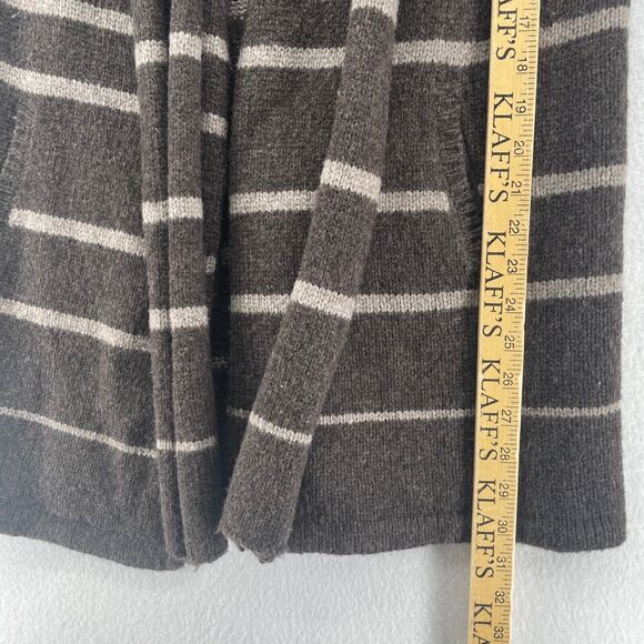BCBG MAXAZRIA Cardigan 2XS Scarf Striped Open Front Draped Neck Gray Brown - Picture 15 of 16